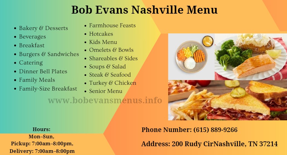 Bob Evans Nashville Menu