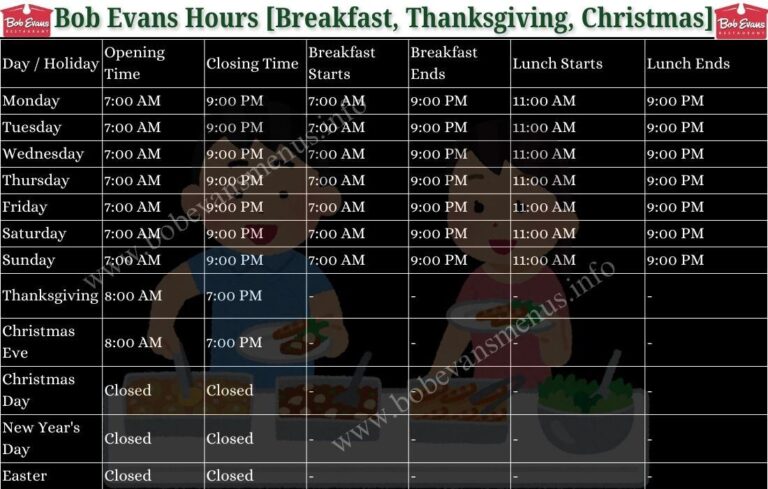 Bob Evans Holiday Hours
